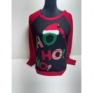 Ugly Christmas Sweater Sz L Black Red Green Ho Ho Ho I’m In Love With Derek